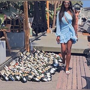 Chic One-Shoulder Light Blue Dress